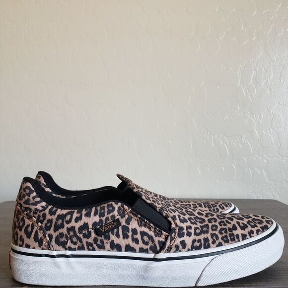 Vans Asher Deluxe Comfort Cheetah Slip-On Sneaker Shoe Sz Womens 8.5 Brown/Black - Picture 1 of 10